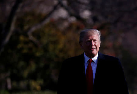 U.S. President Donald Trump returns to the White House via Marine One in Washington, U.S., March 19, 2018. REUTERS/Leah Millis