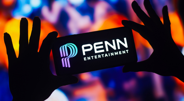 In this photo illustration, the Penn Entertainment (PENN) logo is displayed on a smartphone mobile screen.