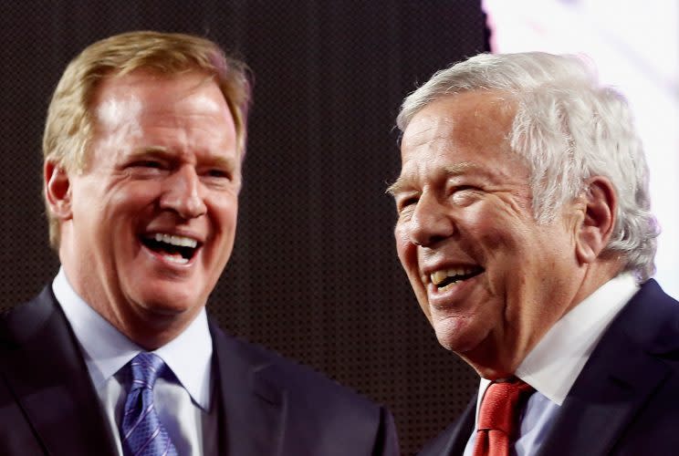 Robert Kraft has not backed down from his insistence that Roger Goodell and the NFL owe the Patriots an apology. (Getty Images)