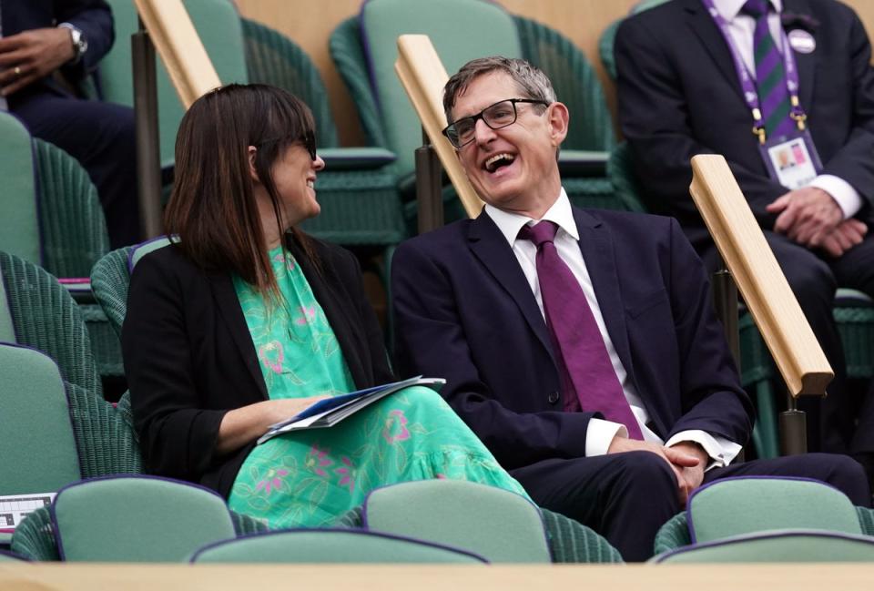 Louis Theroux pictured in the Royal Box on Friday (PA)