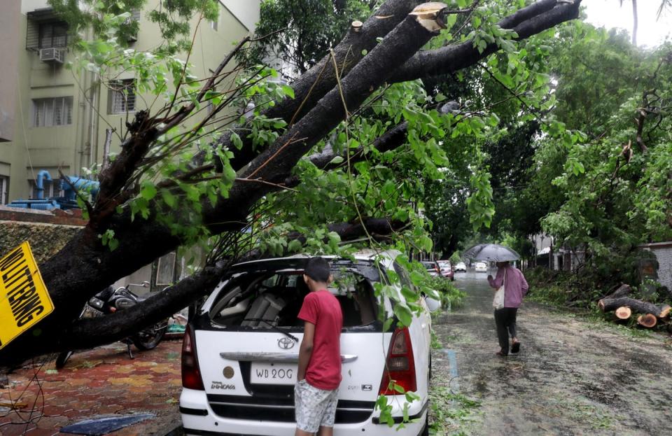 Aftermath of cyclone Remal making landfall in West Bengal (EPA)