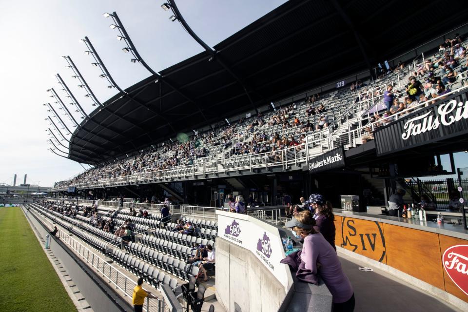 Fans enjoyed the good weather on Monday night at Lynn Family Stadium as the Racing Louisville FC took on the North Carolina Courage. 4/26/21