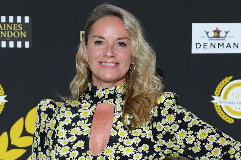 Tamzin Outhwaite was spotted selling t-shirts and posters of herself at a car boot sale