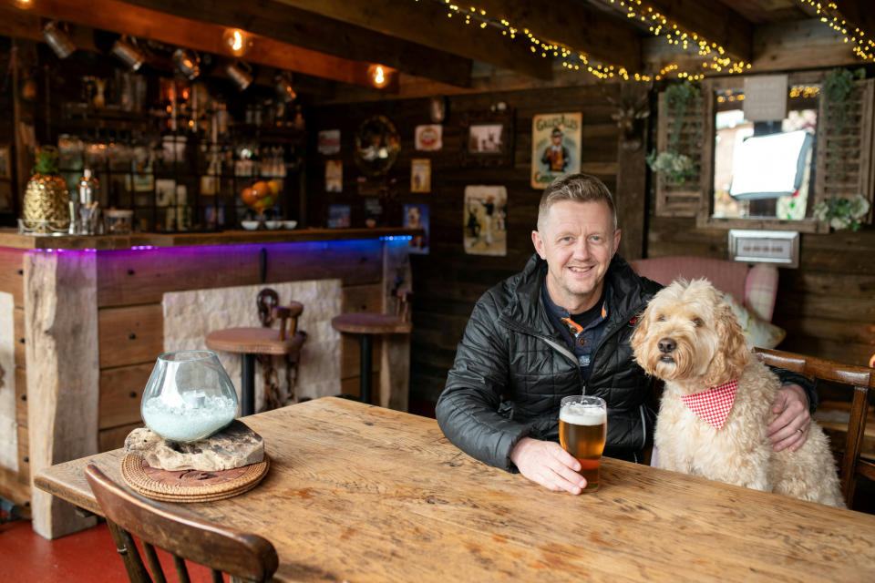 The Simmons' dog Bertie inspired the name of their pub shed. (SWNS)