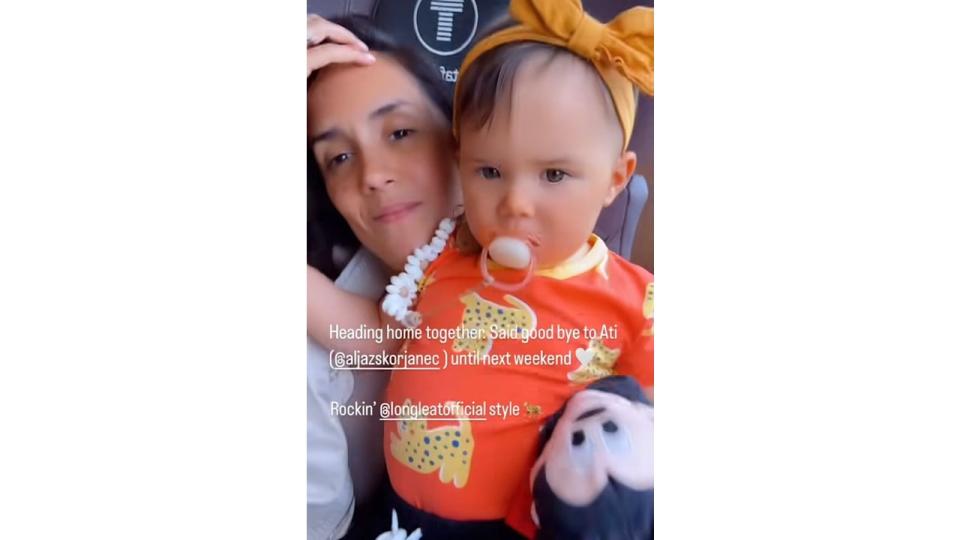 Janette Manrara travelling with daughter Lyra, 11 months