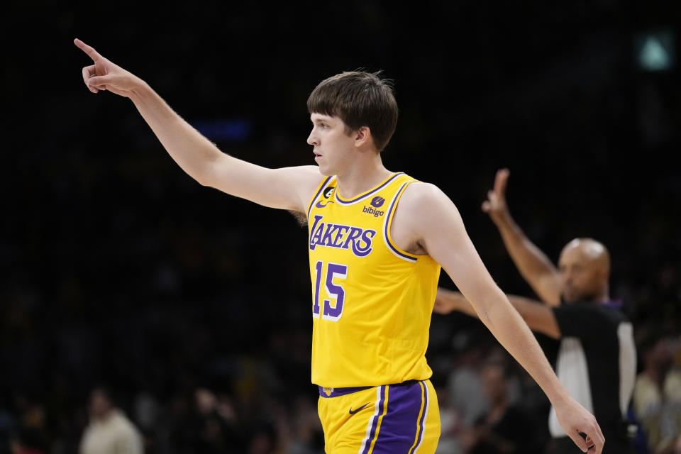 Austin Reaves agreed to a four-year, $56M contract to stay with the Lakers. (AP)