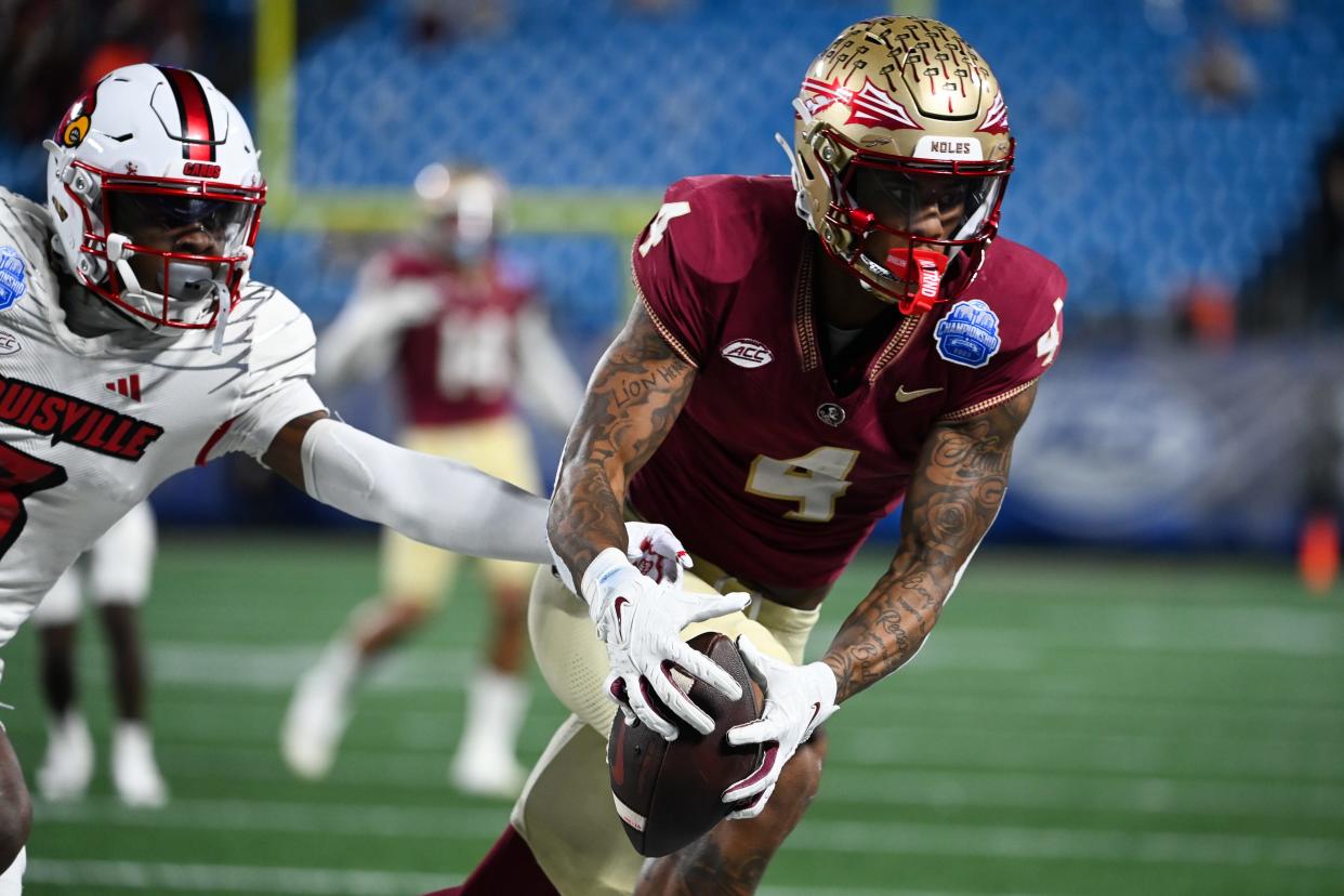 Keon Clark of Florida State at 6-foot-3 and 213 pounds is the kind of big receivers the Bengals covet and could be in place as Tee Higgins' successor should he be selected.