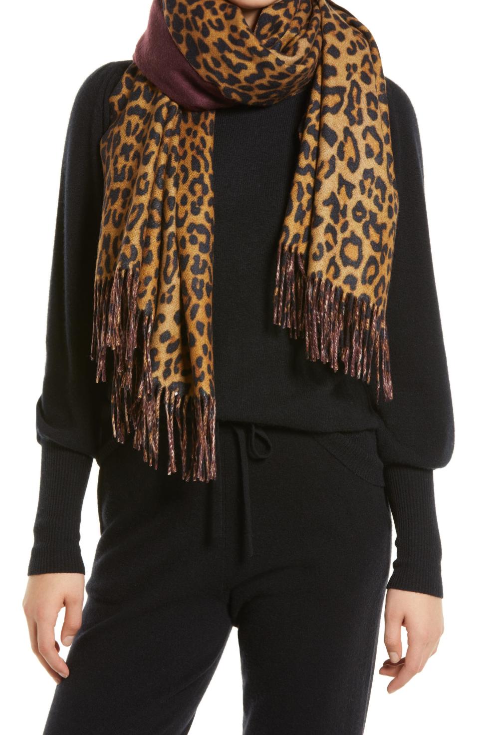 3) Leopard Print Cashmere Scarf