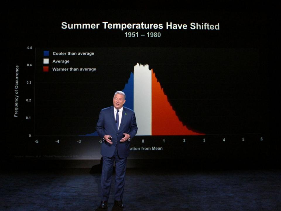 Al Gore giving his updated presentation in Houston, Texas, in 'An Inconvenient Sequel: Truth To Power' (© 2017 Paramount Pictures. All Rights Reserved)