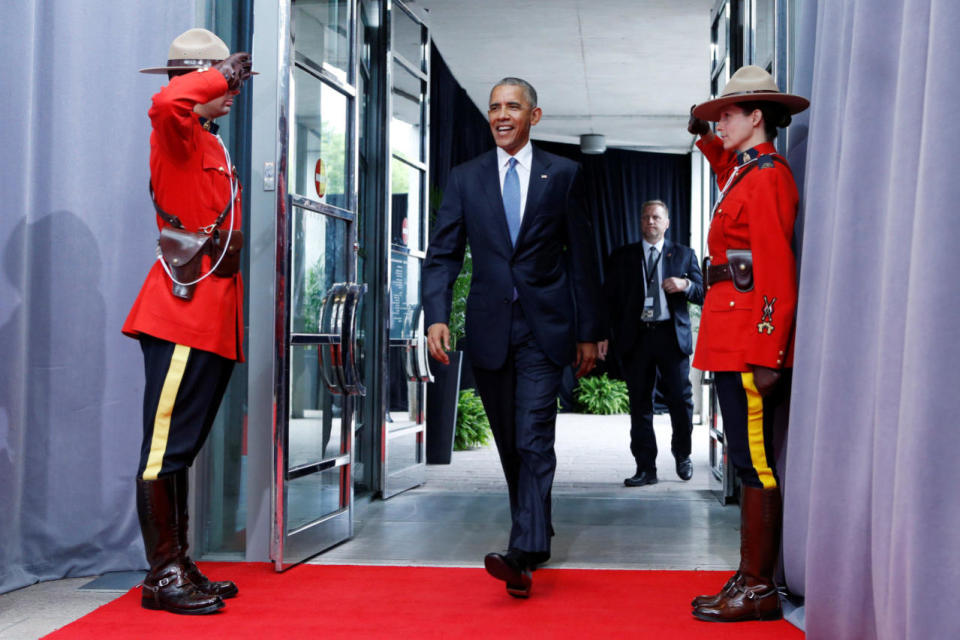 U.S. President Barack Obama arrives at the North American Leaders’ Summit in Ottawa, Ontario, Canada, June 29, 2016. REUTERS/Chris Wattie