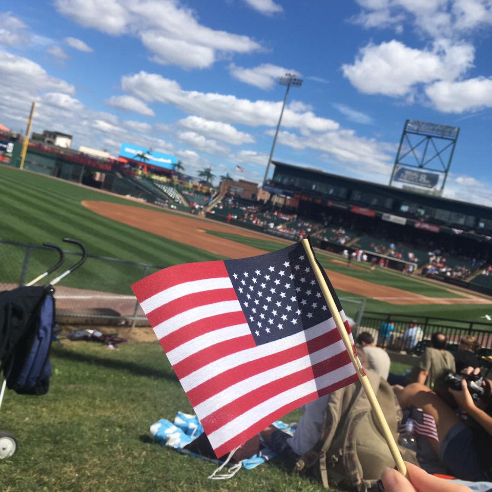 US flag baseball game