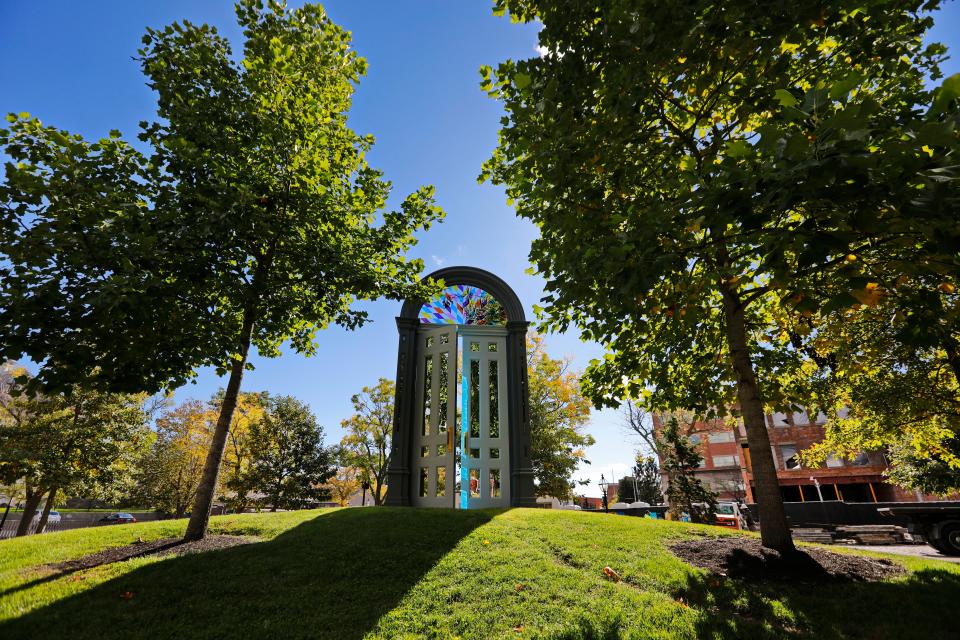 The seventeen foot tall doorway art piece 'Threshold' installed at Custom House Square in New Bedford is scheduled to stay on longer than it was originally scheduled.