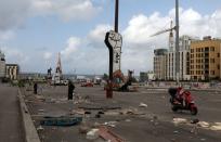 A general view shows an empty area around Martyrs' Square in Beirut