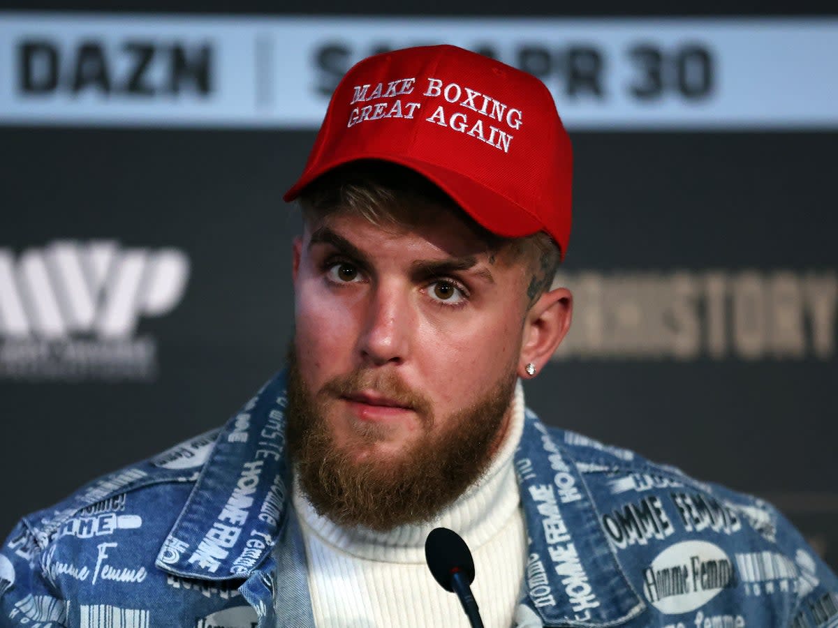 Jake Paul speaking at a press conference in London (Getty Images)