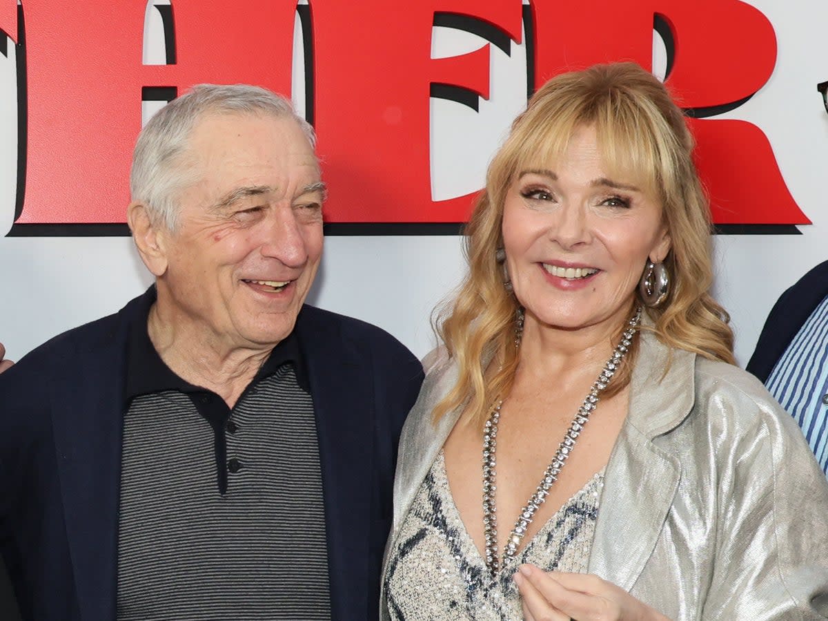 Robert De Niro and Kim Cattrall discussed his new baby at the premiere of their film About My Father (Getty Images)