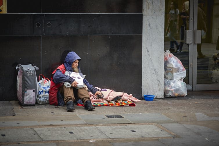 <span class="caption">Where do you go when you have nowhere to go?</span> <span class="attribution"><a class="link " href="https://www.shutterstock.com/image-photo/london-uk-august-2018-homeless-man-1168145482" rel="nofollow noopener" target="_blank" data-ylk="slk:Paolo Paradiso/Shutterstock;elm:context_link;itc:0;sec:content-canvas">Paolo Paradiso/Shutterstock</a></span>