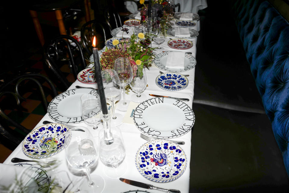 The table setting for the dinner for Khaite x Saks.
