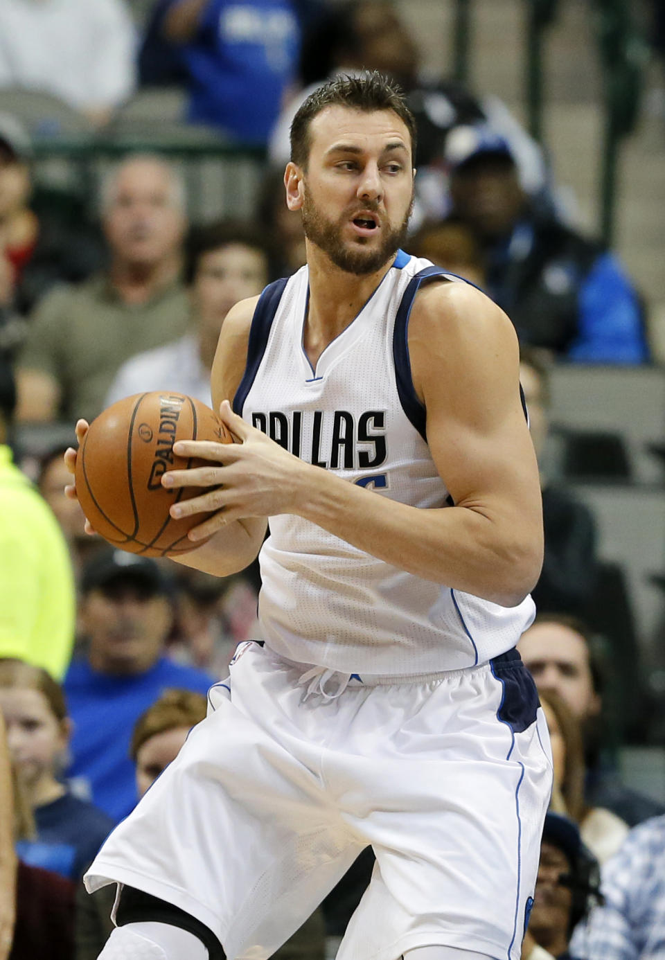 FILE - In this Friday, Nov. 18,2016 file photo, Dallas Mavericks center Andrew Bogut (6) of Australia handles the ball during an NBA basketball game against the Memphis Grizzlies in Dallas. Andrew Bogut has chosen to join the Cleveland Cavaliers, giving LeBron James and the defending champions another accomplished veteran as they prepare to mount a run to their third straight NBA Finals. Bogut's agent, David Bauman of ISE, told The Associated Press on Tuesday, Feb. 28, 2017 that Bogut plans to sign with the Cavaliers as soon as he clears waivers. (AP Photo/Tony Gutierrez, File)