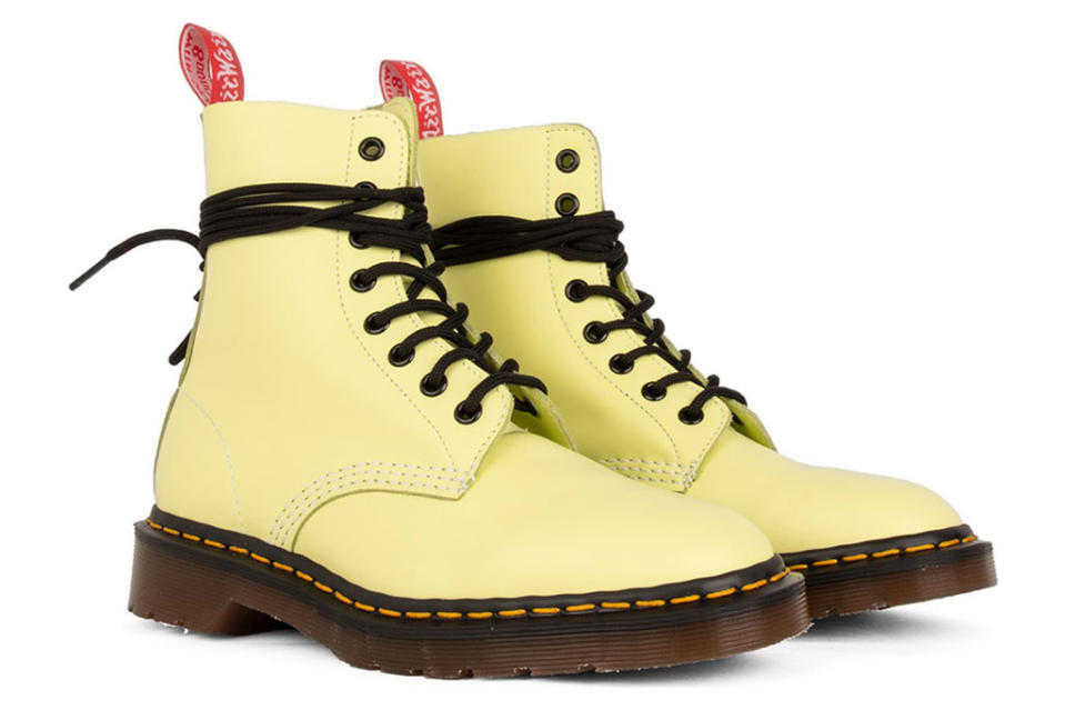 Dr. Martens x Undercover combat boots in pastel yellow. - Credit: Nordstrom