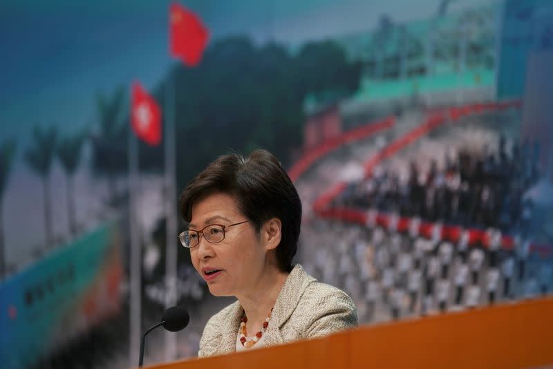 Hong Kong Chief Executive Carrie Lam speaks at a news conference in Hong Kong