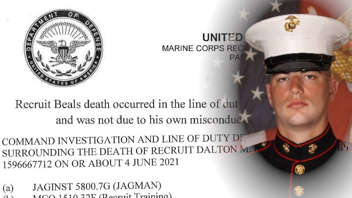 A report by the U.S. Marine Corps found that the June 4, 2021 death of MCRD Parris Island recruit Dalton Beals could have been prevented and ‘was not due to his own misconduct.’