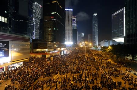 Demonstration demanding Hong Kong's leaders to step down and withdraw the extradition bill, in Hong Kong