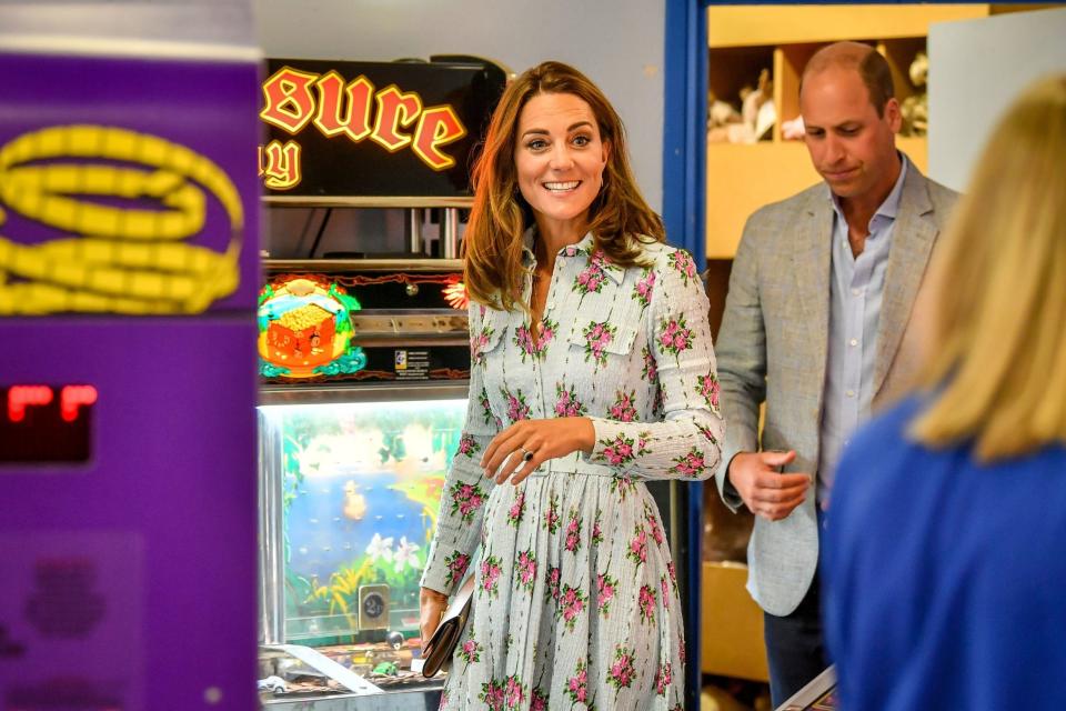 Kate and William visited Island Leisure amusement arcades on Barry Island which reopens to the public today (PA)