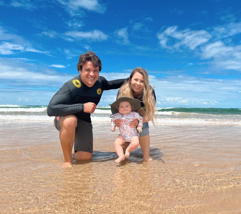 Chandler Powell with Bindi Irwin and daughter Grace