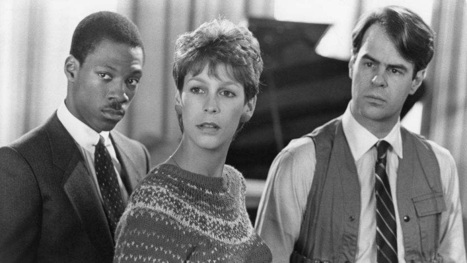 Eddie Murphy, Jamie Lee Curtis and Dan Aykroyd in 'Trading Places', 1983 