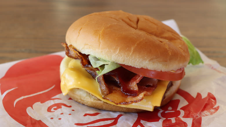 Wendy's burger with bacon