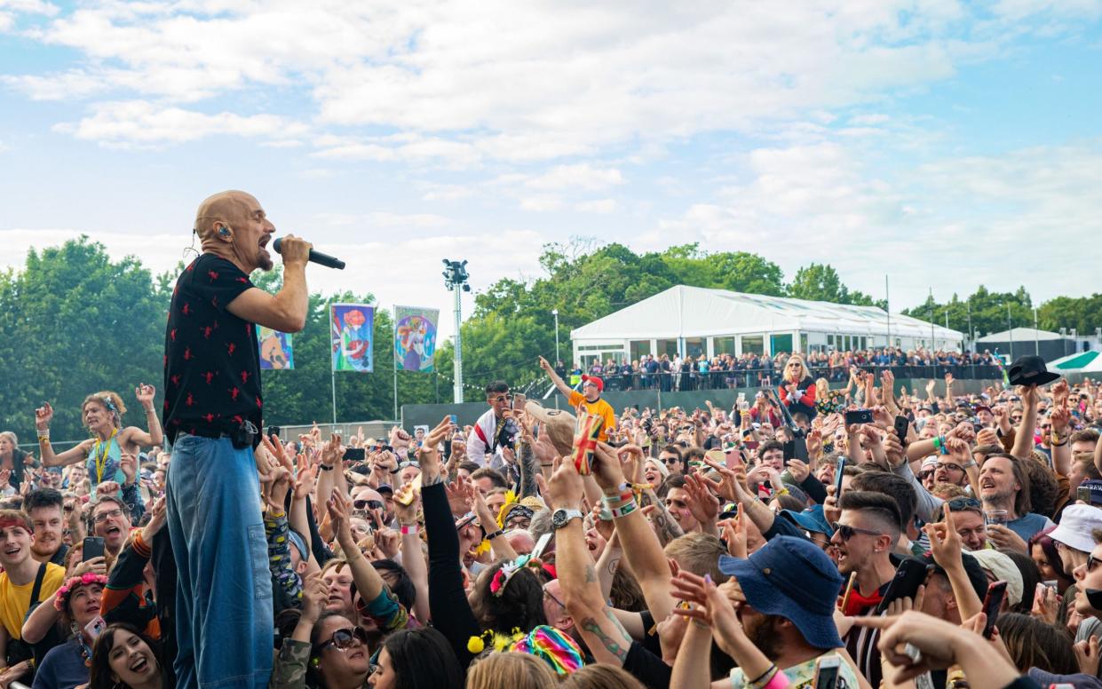 Tim Booth performing with James at the 2019 Isle of Wight Festival  - Rex