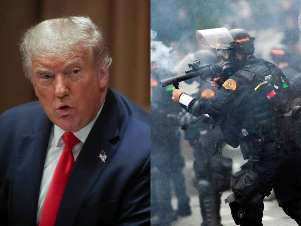 Amid nationwide uproar following the death of George Floyd Donald Trump allegedly told military officials that to ‘handle’ protesters they needed to 'crack their skulls’ (Reuters/ Getty)