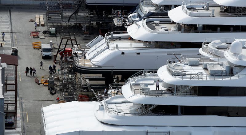 General view of superyachts at MB92 Group facilites in Barcelona