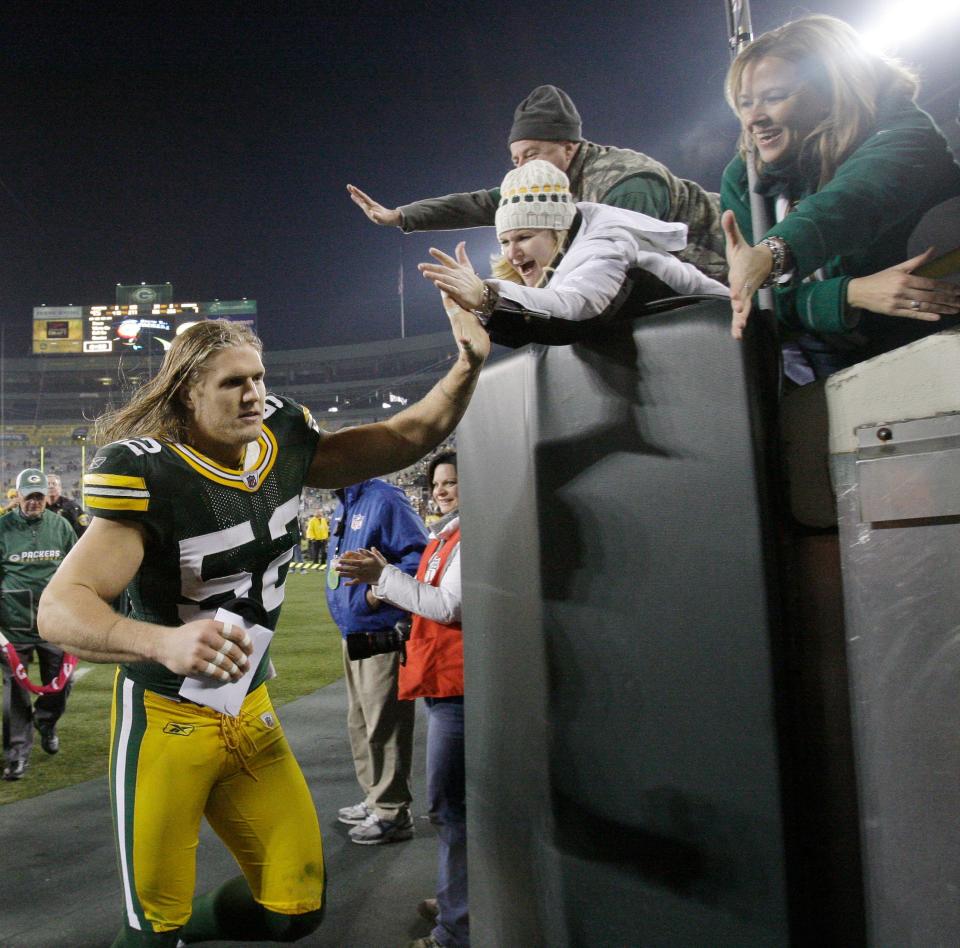 Green Bay Packers linebacker Clay Matthews comes off the field following a victory over Dallas.