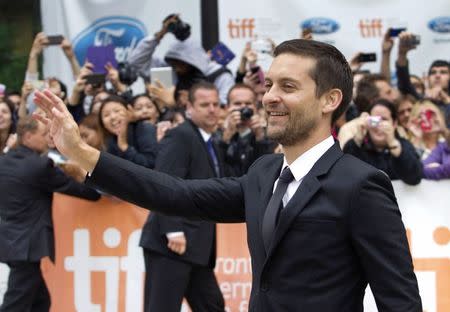 Actor Tobey Maguire arrives at the premiere of "Pawn Sacrifice" at the Toronto International Film Festival (TIFF) in Toronto, September 11, 2014. REUTERS/Fred Thornhill