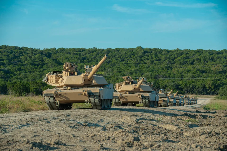 An M1A2 SEPv3 Abrams tank from Army Field Support Battalion