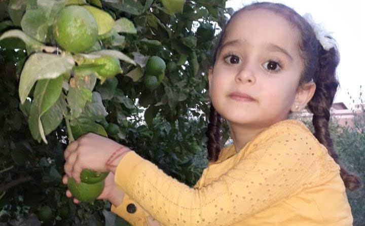 Three-year-old Reem was killed, along with her five-year-old brother Tarek, in an air strike on the Nuseyrat refugee camp