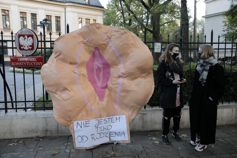 Protest against imposing further restrictions on abortion law in Poland, in front of the Constitutional Court building in Warsaw