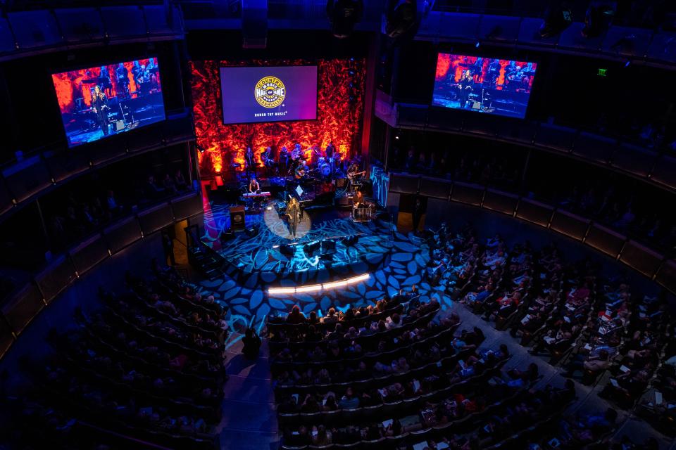 Wendy Moten performs a song in honor of Pete Drake as he was inducted into the Country Music Hall of Fame during the  medallion ceremony at the Country Music Hall of Fame and Museum in Nashville, Tennessee, Sunday, May 1,2022.