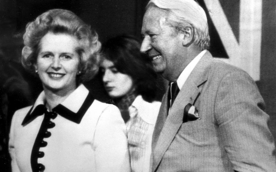 Margaret Thatcher and Ted Heath at lunchtime during the Conservative Conference in Blackpool