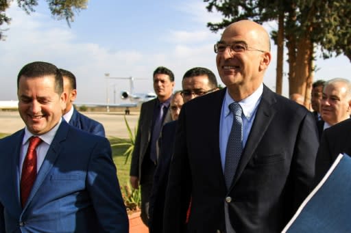 Libya's parallel eastern government foreign minister Abdulhadi Lahweej met Greek Foreign Minister Nikos Dendias in Benghazi on Sunday