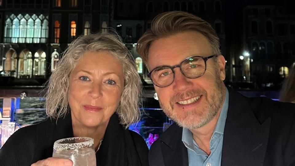 gary barlow and wife dawn drinking cocktails 