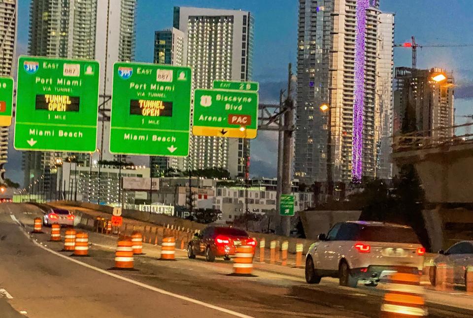 View of Miami traffic and cars on highway