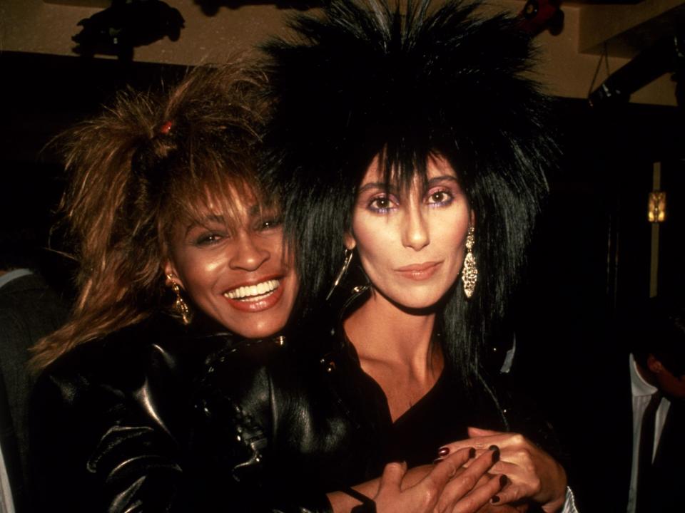 NEW YORK, NY - CIRCA 1985: Tina Turner with Cher circa 1985 in New York City.