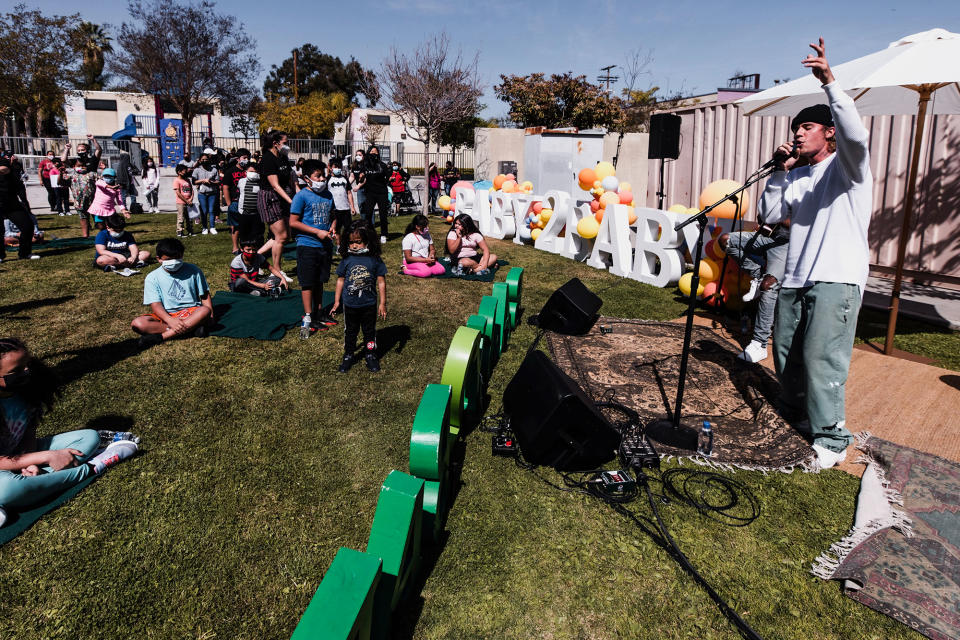 <p>Justin Bieber performed for children at Baby2Baby's Return2Campus Celebration in Los Angeles which hosted students who are headed back to school after a year of the COVID pandemic.</p>