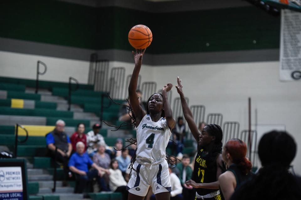 Greenbrier #4 Nadia Holliman shoots the ball during the Greenrbrier and Lithia Springs 5A girls basketball state playoff game. Greenbrier defeated Lithia 51-35.