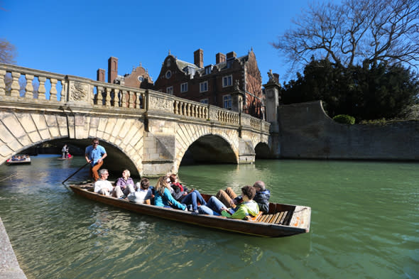 Mandatory Credit: Photo by Geoffrey Robinson/REX (3652582b) People enjoying the fine weather whilst punting on the River Cam in Cambridge, England, Britain Punting on the River Cam in Cambridge, Britain - 16 Mar 2014  