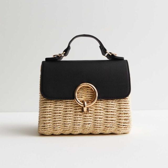 Black Straw Cross Body Bag, New Look