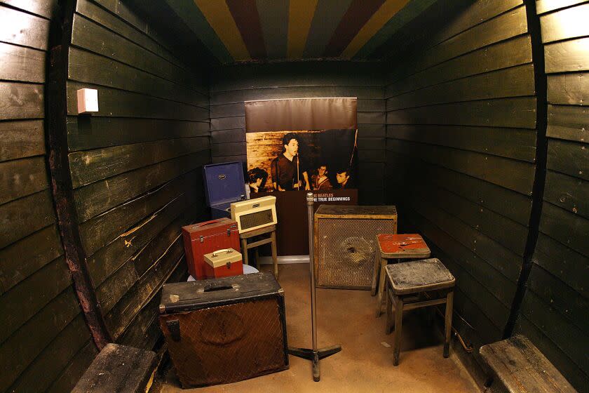 Picture taken 15 September 2006 shows the 'Rainbow Stage' at the Casbah Club in Liverpool, northwestern Britain. The club, which is in the cellar of their mothers house was the first place that the beatles played together in 1958, eighteen months before they became famous playing at the Cavern Club. The house which is now open to visitors by appointment, has been granted listed status by English Heritage, and remains as it was in 1958, including the rainbow coloured ceilings above the stage that were hand painted by former Beatle Sir Paul McCartney. AFP PHOTO / PAUL ELLIS (Photo credit should read PAUL ELLIS/AFP via Getty Images)