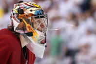 GLENDALE, AZ - MAY 22: Goaltender Mike Smith #41 of the Phoenix Coyotes spits in overtime while taking on the Los Angeles Kings in Game Five of the Western Conference Final during the 2012 NHL Stanley Cup Playoffs at Jobing.com Arena on May 22, 2012 in Phoenix, Arizona. (Photo by Christian Petersen/Getty Images)